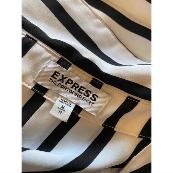 Express Black & White Button Down Blouse - Picture 8 of 10